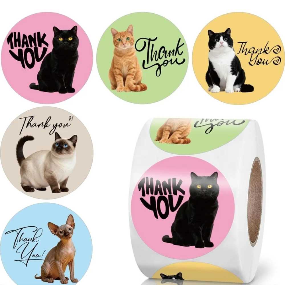 50 Cat Thank You Stickers